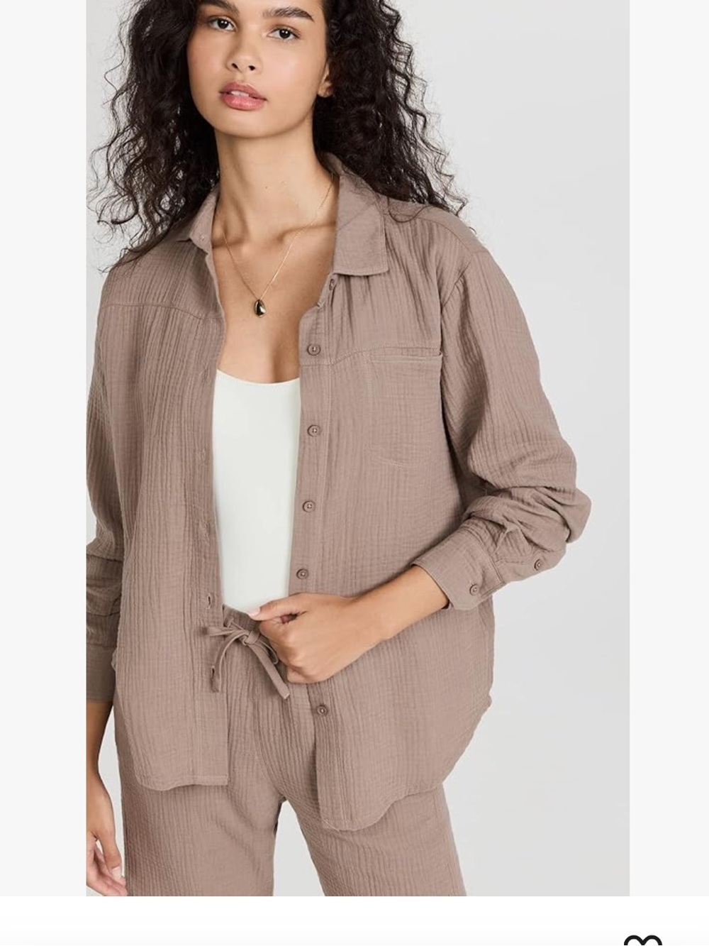 $118 Splendid Women's Gauze Button Down Shirt color tan size small lightweight
